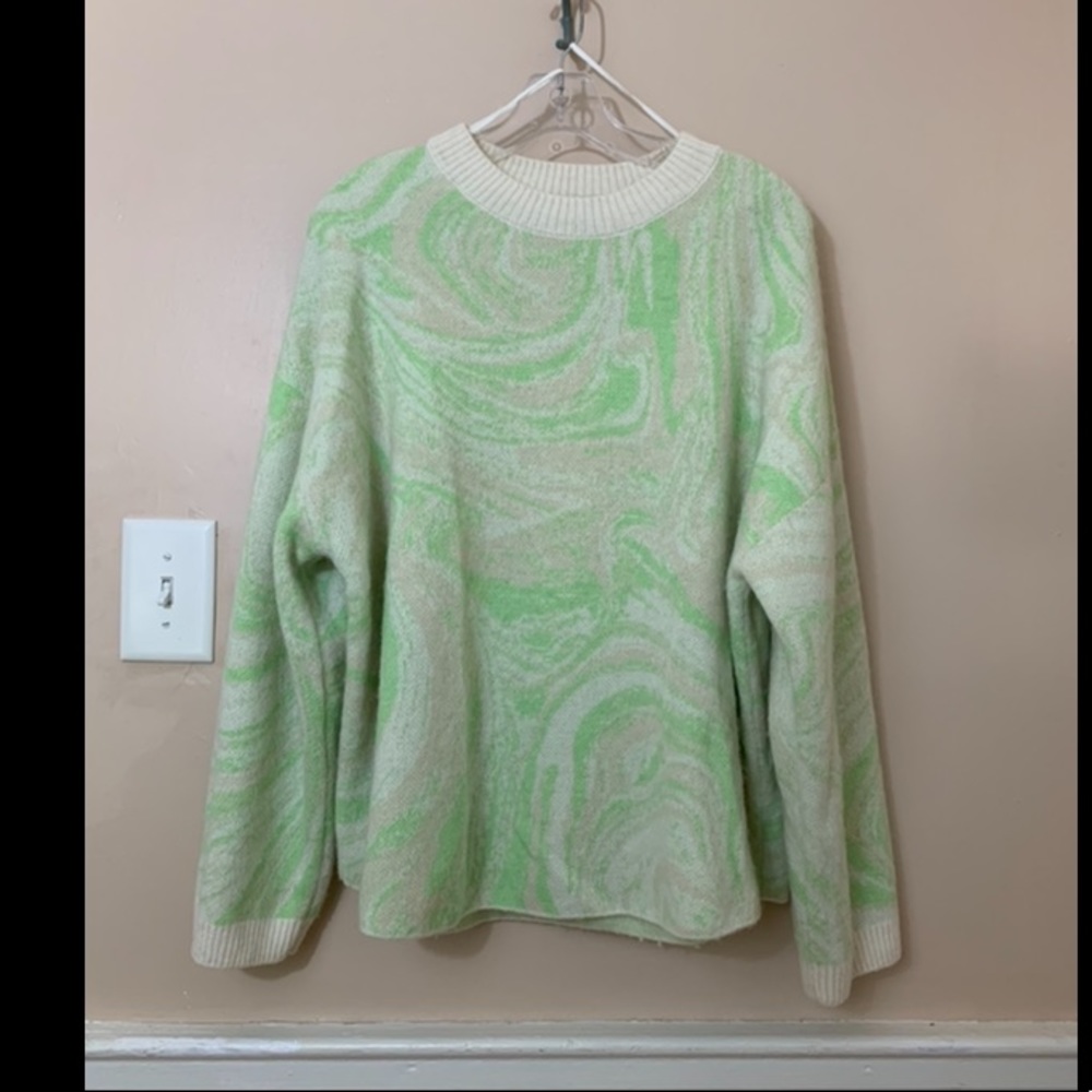 & Other Stories, Marbled Knit, M, lime, cream, tan